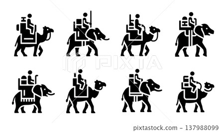 Black Solid Exotic Ride Silhouettes Set of Six on White Background 137988099