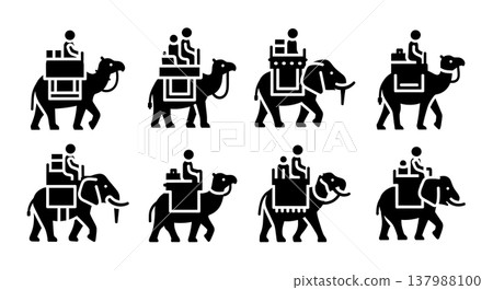 Black Solid Exotic Ride Silhouettes Set of Six on White Background 137988100