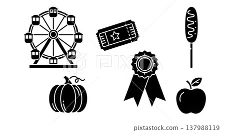 Black Solid Fall Festival and County Fair Silhouette Icons 137988119