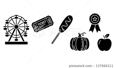 Black Solid Fall Festival and County Fair Silhouette Icons 137988121
