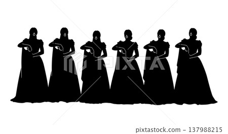 Black Solid Soprano Silhouettes Set of Six on White Background 137988215