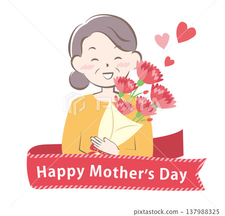 A mother receiving carnations on Mother's Day (Title) 137988325