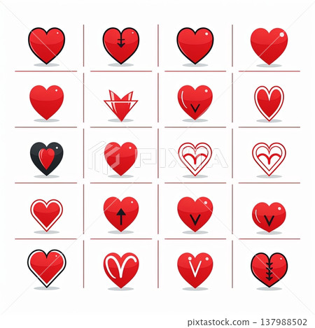 Collection of Heart Icons for Valentine s Day and Love Concepts, with Unique Designs Collection of Heart Icons for Valentine s Day and Love Concepts, with Unique Designs 137988502