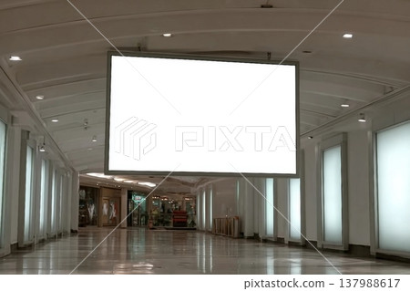 Large of blank billboard in a shopping mall, TV monitors for advertisements to communicate with viewers. Large of blank billboard in a shopping mall, TV monitors for advertisements to communicate with viewers. 137988617