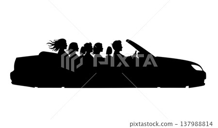 Black Solid Convertible Travel Silhouettes Set of Six on White Background 137988814