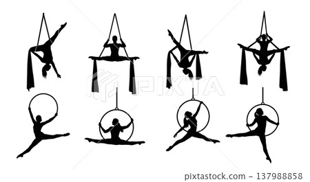 Black Solid Country Dancer Silhouettes Set of Six on White Background Black Solid Country Dancer Silhouettes Set of Six on White Background 137988858