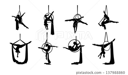 Black Solid Country Dancer Silhouettes Set of Six on White Background Black Solid Country Dancer Silhouettes Set of Six on White Background 137988860