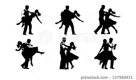 Black Solid Country Swing Silhouettes Set of Six on White Background Black Solid Country Swing Silhouettes Set of Six on White Background 137988931