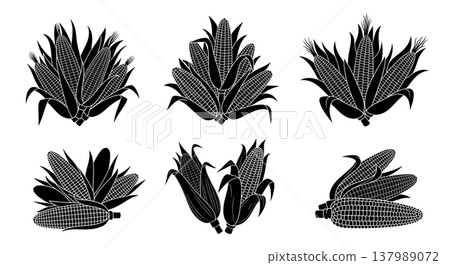 Black Solid Decorative and Indian Corn Silhouette Arrangements Black Solid Decorative and Indian Corn Silhouette Arrangements 137989072