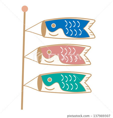Carp streamer illustration set (muted colors, Scandinavian style, Children's Day) Carp streamer illustration set (muted colors, Scandinavian style, Children's Day) 137989307