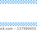 Ichimatsu frame, Japanese pattern, summer, light blue and white 137989450