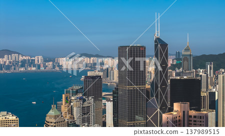 Clear Blue Sky Panorama Over Victoria Harbour and Skyline March 15 2026 Clear Blue Sky Panorama Over Victoria Harbour and Skyline March 15 2026 137989515