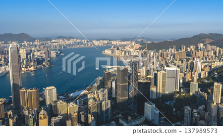 Wide Victoria Harbour Panorama Under Clear Bright Blue Sky March 15 2026 Wide Victoria Harbour Panorama Under Clear Bright Blue Sky March 15 2026 137989573
