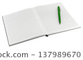 Open notebook with pen isolated on transparent background 137989670