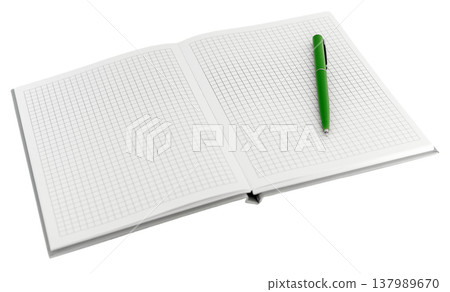 Open notebook with pen isolated on transparent background Open notebook with pen isolated on transparent background 137989670