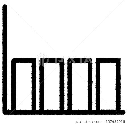 Simple bar graph icon, parallel, 1-line drawing. 137989916