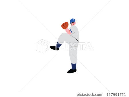 Illustration of a male baseball pitcher Illustration of a male baseball pitcher 137991751