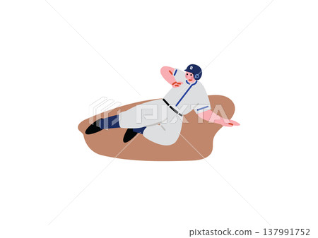Illustration of a baseball player sliding Illustration of a baseball player sliding 137991752