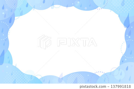 水彩風格的抽象雨滴漣漪邊框 9_horizontal 水彩風格的抽象雨滴漣漪邊框 9_horizontal 137991818