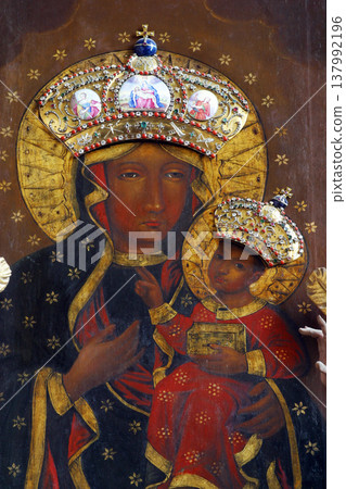 Our Lady of Czestochowa altarpiece in the church of Immaculate Conception in Lepoglava, Croatia 137992196