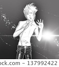 A punk rocker shouting, bathed in light. A punk rocker shouting, bathed in light. 137992422