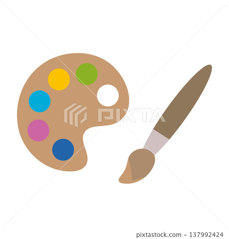 Simple palette and brush illustration - Painting design material Simple palette and brush illustration - Painting design material 137992424