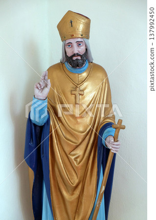 Statue of Saint Martin in the church of Saint Martin in Sveti Martin pod Okicem, Croatia 137992450