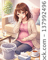 A woman enduring nausea due to morning sickness. 137992496