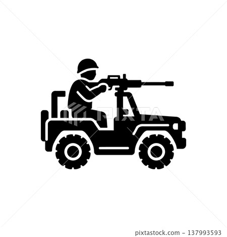 Armed Military Vehicle Patrol Icon 137993593
