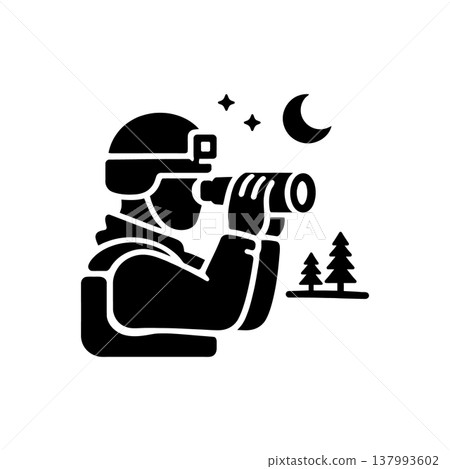 Soldier Performing Night Reconnaissance Icon 137993602