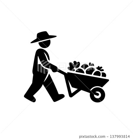 Harvest Transport Wheelbarrow Icon 137993814