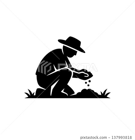 Manual Soil Sowing Seed Icon Manual Soil Sowing Seed Icon 137993818