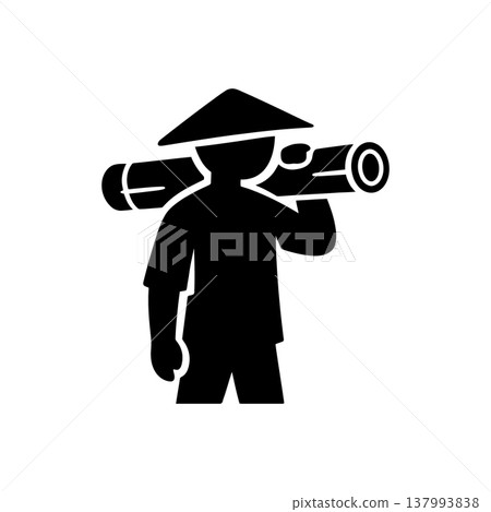 Laborer Carrying Bamboo Log Icon 137993838