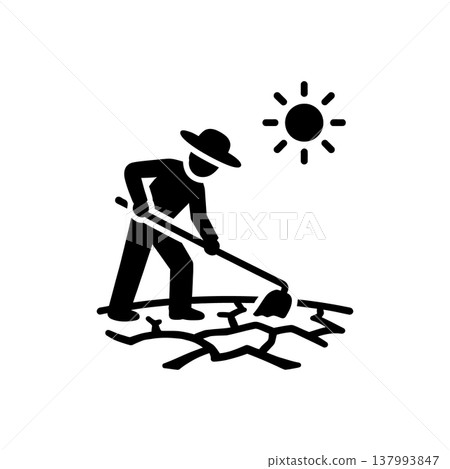 Farming In Arid Drought Icon Farming In Arid Drought Icon 137993847