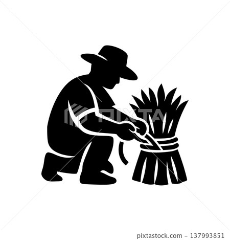 Manual Hay Bundle Tying Icon 137993851