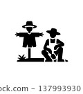 Farmer with Garden Scarecrow Icon 137993930
