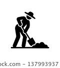Manual Soil Digging Labor Icon 137993937