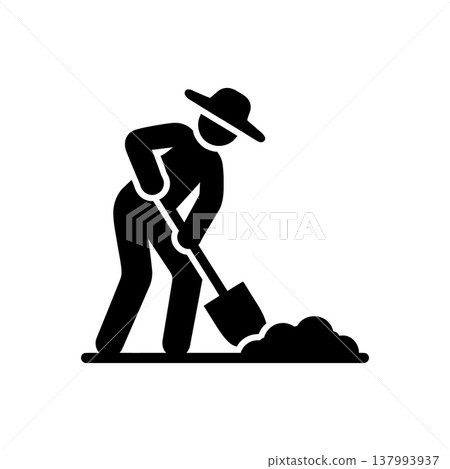 Manual Soil Digging Labor Icon 137993937