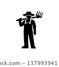 Traditional Farmer With Pitchfork Icon 137993941
