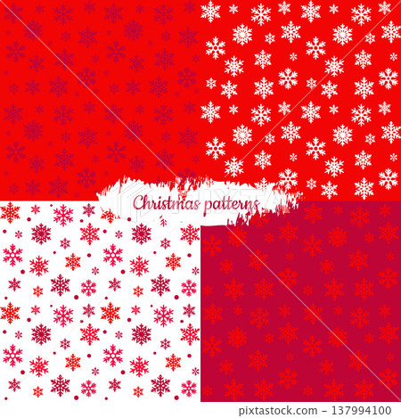 Christmas Snowflake Seamless Patterns Set 137994100