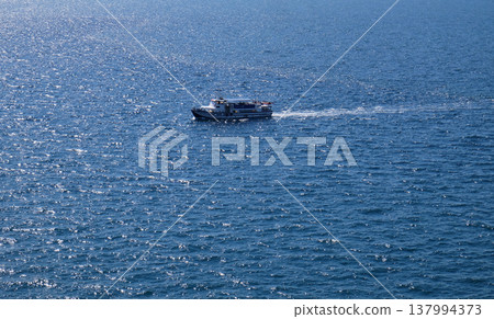 Typical touring boat on Adriatic sea in Portoroz, Slovenia Typical touring boat on Adriatic sea in Portoroz, Slovenia 137994373