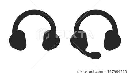 Headphones icons, audio, music listening, headphone with microphone 137994513
