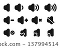 Speaker volume icons, mute and unmute volume sound, loudspeaker icon 137994514