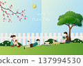 World book day with children read books on beautiful garden,back to school,Education concept 137994530