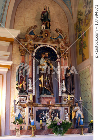The altar of Saint Joseph in the Church of Saint Barbara in Rude, Croatia The altar of Saint Joseph in the Church of Saint Barbara in Rude, Croatia 137994673