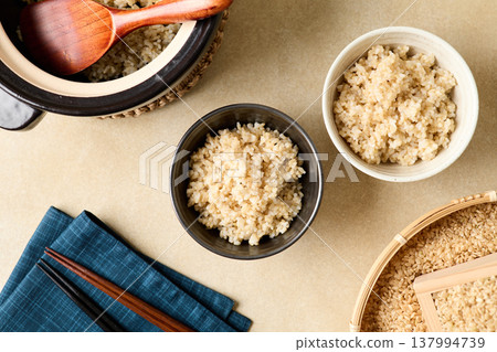 Brown rice served in a bowl Brown rice served in a bowl 137994739