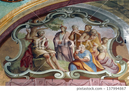 Scenes from the life of the Saint John the Baptist, fresco in the Saint John the Baptist church in Zagreb, Croatia Scenes from the life of the Saint John the Baptist, fresco in the Saint John the Baptist church in Zagreb, Croatia 137994867