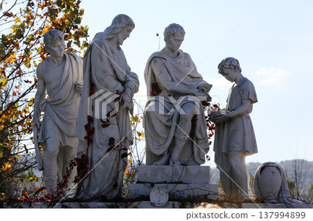 1st stations of the cross, Jesus is condemned to death, Pontius Pilate washes his hands, Basilica Assumption of the Virgin Mary, Marija Bistrica, Croatia 1st stations of the cross, Jesus is condemned to death, Pontius Pilate washes his hands, Basilica Assumption of the Virgin Mary, Marija Bistrica, Croatia 137994899