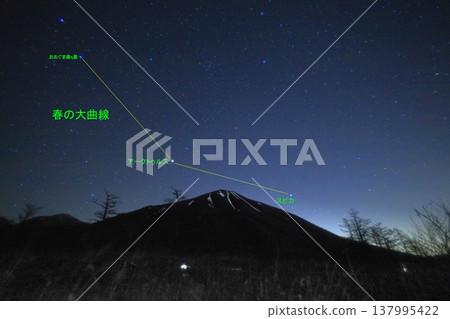 The Great Curve of Spring (from the handle of the Big Dipper to Arcturus to Spica) The Great Curve of Spring (from the handle of the Big Dipper to Arcturus to Spica) 137995422