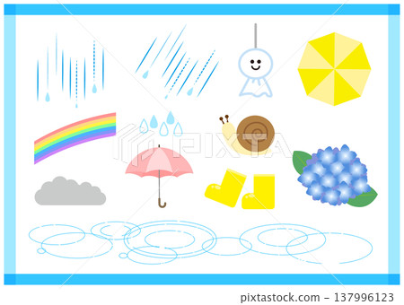 Rainy Day and Rainy Season Illustration Set 137996123